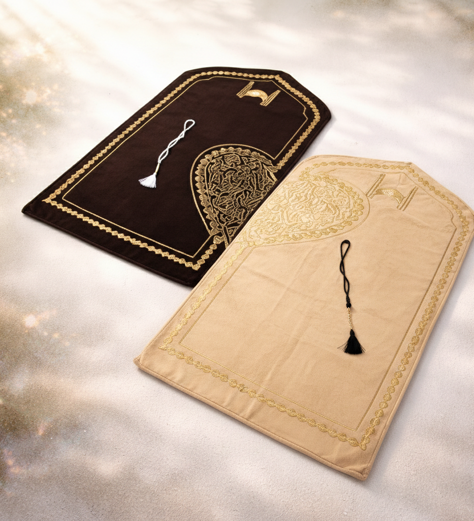 Premium Kadife Çift Seccade Seti (Tesbih Hediyeli)