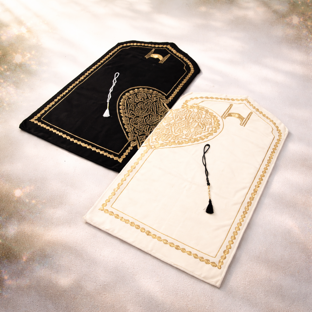 Premium Kadife Çift Seccade Seti (Tesbih Hediyeli)